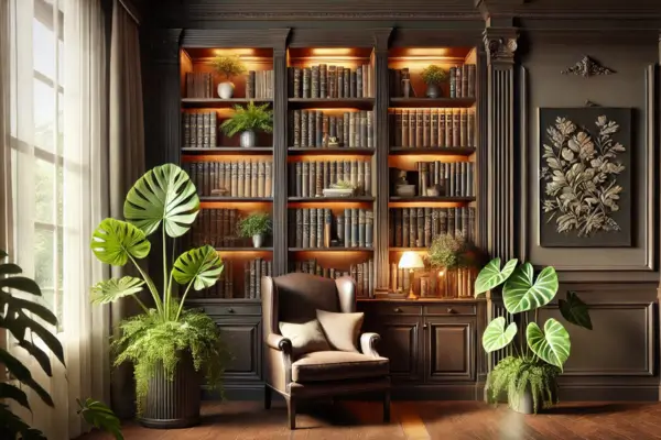 Plantas Naturais para Criar Efeito Cênico de Texturas e Volumes em Bibliotecas Pessoais