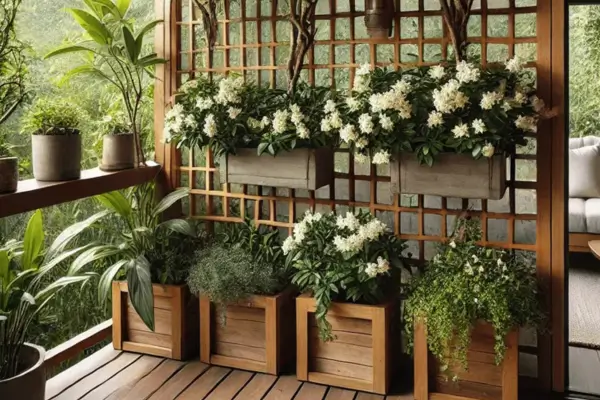 Elegância na Varanda com Jardineira de Jasmim